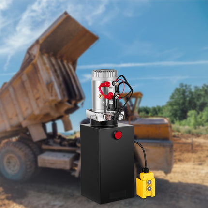 12V Single-Acting Hydraulic Pump, 10-Quart, 15ft Remote