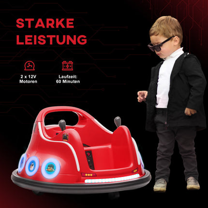 12V Kinderauto mit Fernbedienung, Lichtern und 360°-Drehfunktion