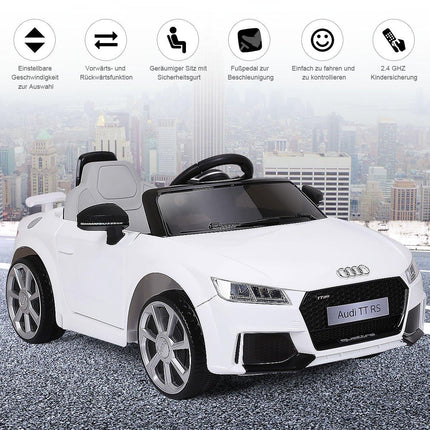 12V Kinderauto mit 2 Motoren und MP3 und Musik 104 x 63,5 x 45,5 cm weiß
