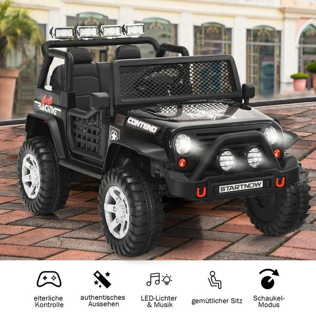 12V Kinder Elektroauto mit Fernbedienung &amp; Licht &amp; Musik Elektro Kinderfahrzeug Schwarz