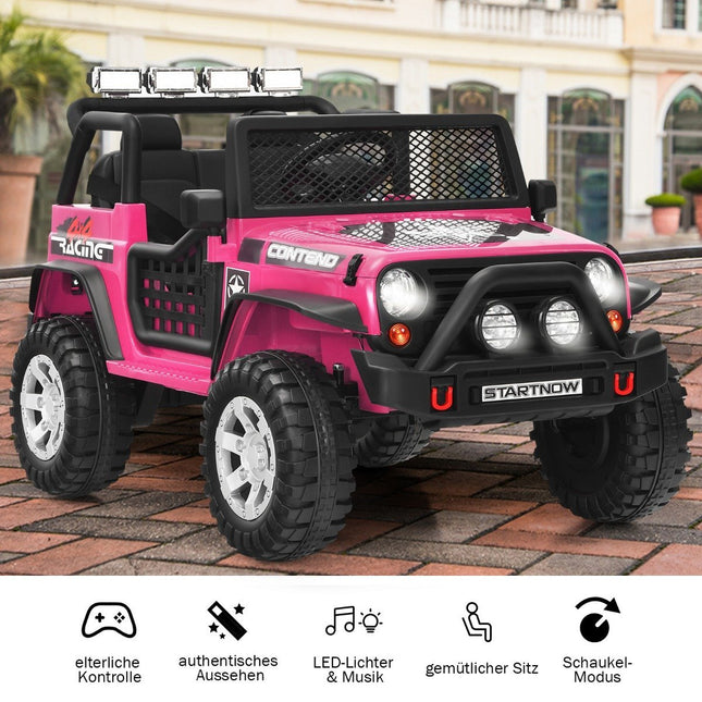 12V Kinder Elektroauto mit Fernbedienung &amp; Licht &amp; Musik Elektro Kinderfahrzeug Rosa