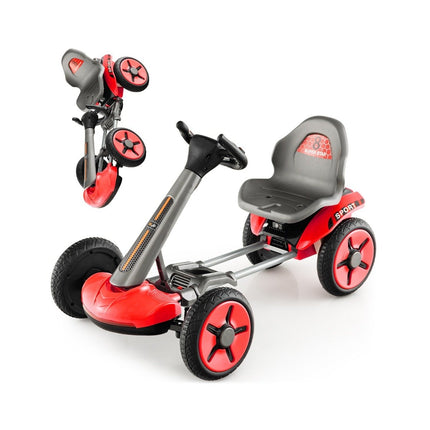 12V Kinder Elektro Go-Kart mit LED &amp; 2-fach verstellbarer Lenkrad- &amp; Sitzbeleuchtung Rot
