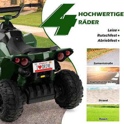 12V Elektro Kinderquad mit 2,2/4,3 KM/H Geschwindigkeit &amp; Hupe, Musik &amp; LED Lichter Elektroquad grün