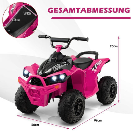 12V Elektro Kinderquad mit 2,2/4,3 KM/H Geschwindigkeit &amp; Hupe, Musik &amp; LED Lichter Elektroquad pink