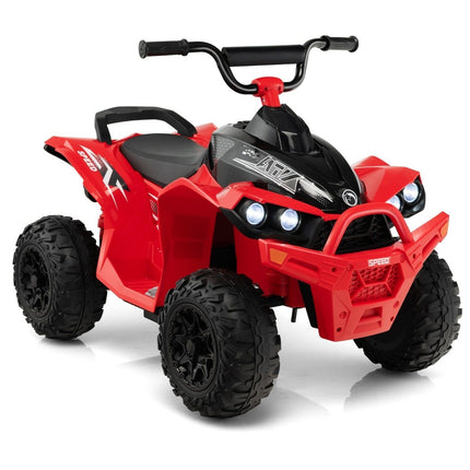 Quad électrique pour enfants 12 V avec vitesse de 2,2/4,3 KM/H et klaxon, musique et lumières LED quad électrique rouge
