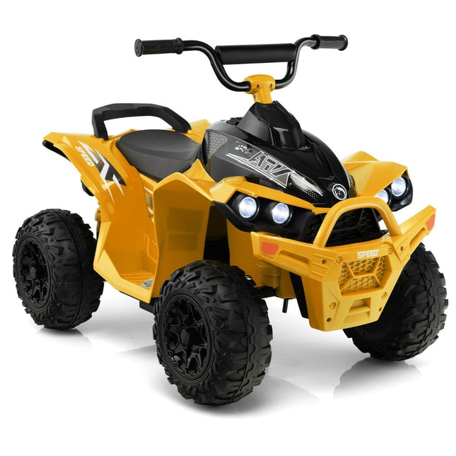 12V Elektro Kinderquad mit 2,2/4,3 KM/H Geschwindigkeit &amp; Hupe, Musik &amp; LED Lichter Elektroquad Gelb