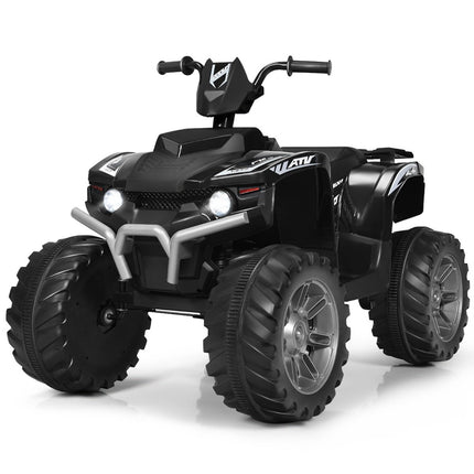 12V elektrische kinderquad met koplampen, mini elektrische quad met muziek en claxon, 4 wielen kinderquad, 2,8-5 km/u voor kinderen vanaf 3 jaar, zwart