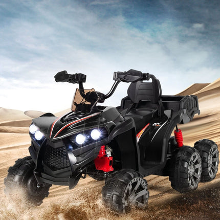 12V Elektro Kinderquad mit Stauraum &amp; LED Lichter Mini Elektroquad 3-6 km/h schwarz