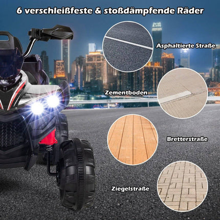 12V Elektro Kinderquad mit Stauraum &amp; LED Lichter Mini Elektroquad 3-6 km/h schwarz