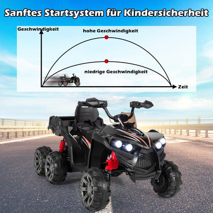 12V Elektro Kinderquad mit Stauraum &amp; LED Lichter Mini Elektroquad 3-6 km/h schwarz