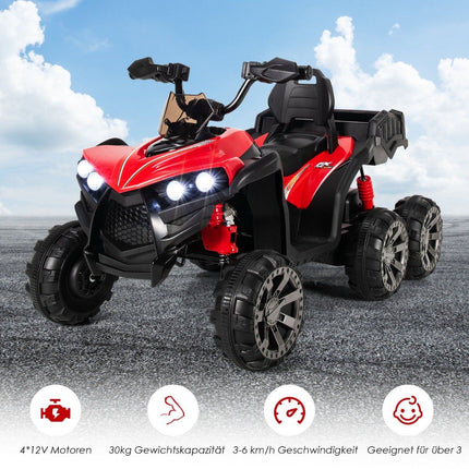 12V Elektro Kinderquad mit Stauraum &amp; LED Lichter Mini Elektroquad 3-6 km/h Rot
