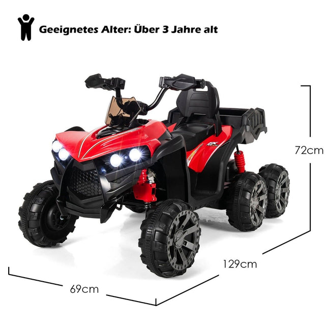 12V Elektro Kinderquad mit Stauraum &amp; LED Lichter Mini Elektroquad 3-6 km/h Rot
