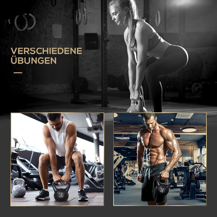 12 kg Sand-gefüllte Kettlebell, Schwarz, Kunststoff, Anfängerfreundlich
