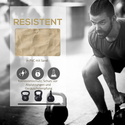 12 kg Sand-gefüllte Kettlebell, Schwarz, Kunststoff, Anfängerfreundlich