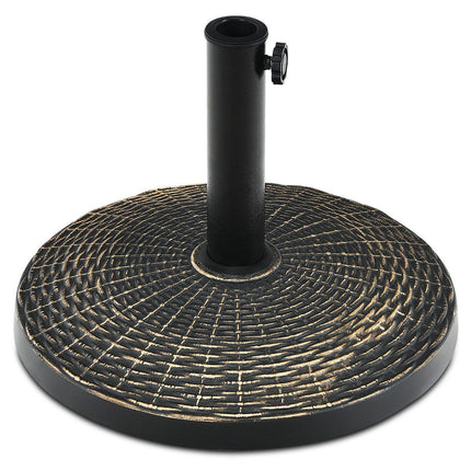 12 kg parasol base made of synthetic resin in rattan look Round umbrella stand Bronze