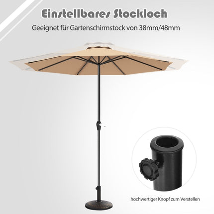 12 kg parasol base made of synthetic resin in rattan look Round umbrella stand Bronze
