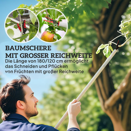 Tree Pruner, 120 cm Long, Aluminum Handle, Red