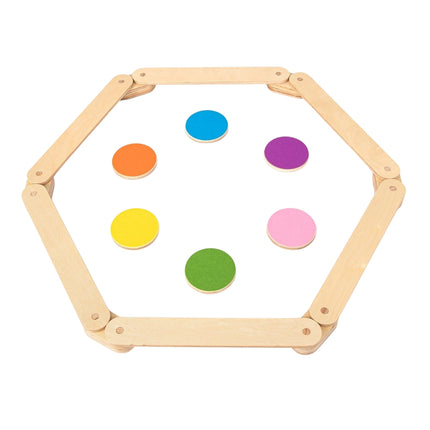 12-teiliger Schwebebalken mit 6 Balanciersteinen, frei kombinierbar, aus Holz für Kinder