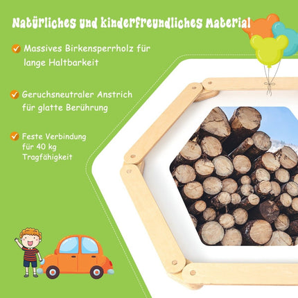 12-teiliger Schwebebalken mit 6 Balanciersteinen, frei kombinierbar, aus Holz für Kinder