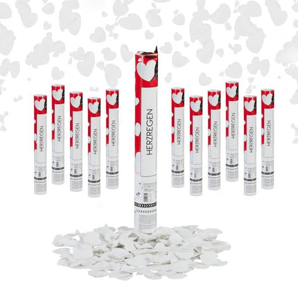 12x Party Popper Cœurs blancs