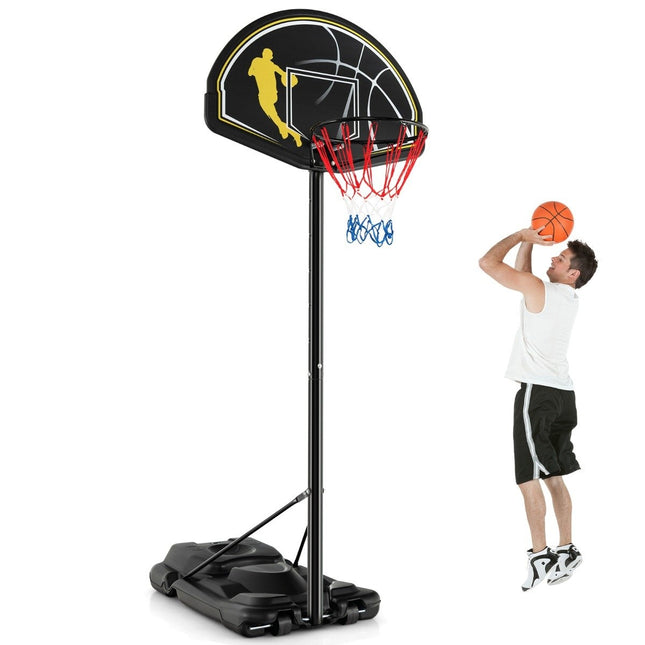 130-305cm Hoogte Verstelbare Basketbalstandaard met Wielen & Standaard Draagbare Basketbalring