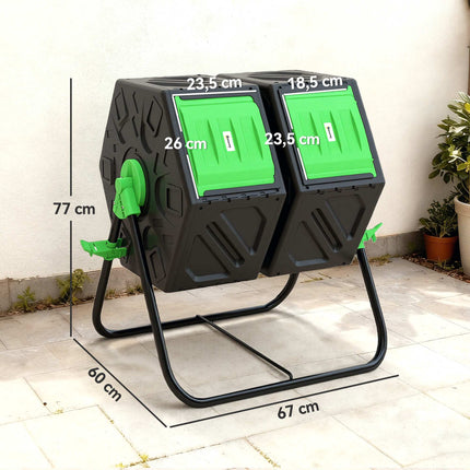 130L Dual-Kammer Kompostbehälter mit 24 Lüftungslöchern