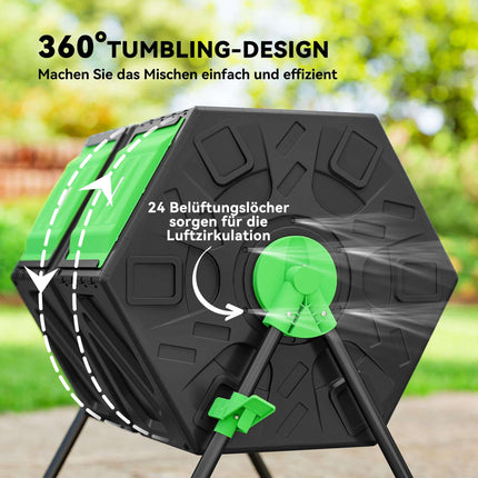 130L Dual-Kammer Kompostbehälter mit 24 Lüftungslöchern