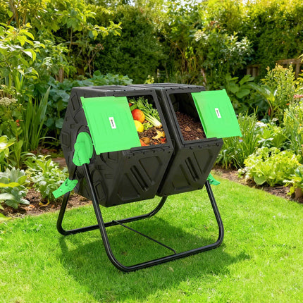 130L Dual-Kammer Kompostbehälter mit 24 Lüftungslöchern