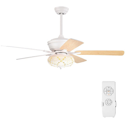 132cm Deckenventilator Holz mit Beleuchtung Wendelüfter mit Lampe 4H Timer weiß
