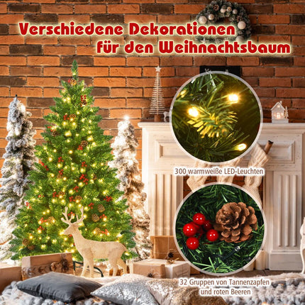 135cm Artificial Christmas Tree with LED Lights, Metal Stand