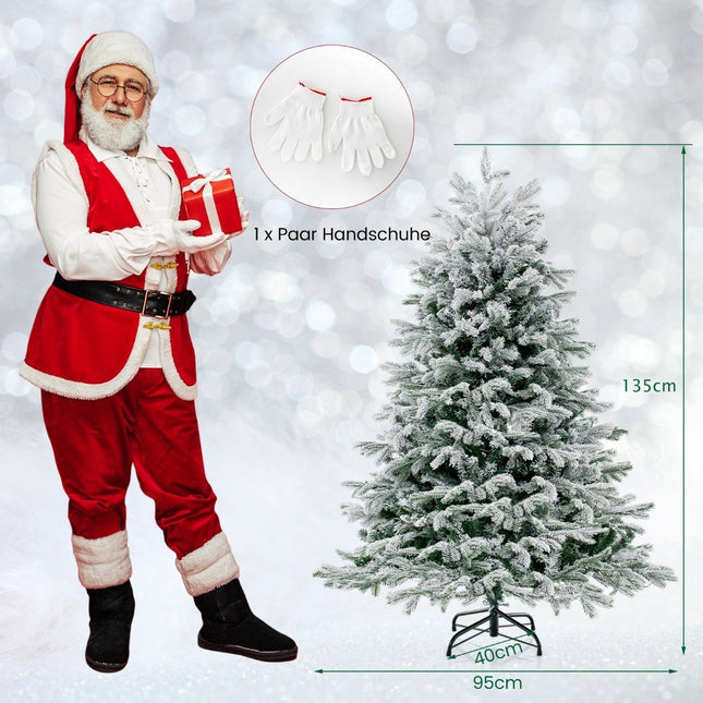 135cm Künstlicher Weihnachtsbaum mit Schnee &amp; 688 gemischten Zweigspitzen Weihnachtsbaum