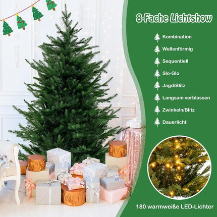 136 cm Künstlicher Weihnachtsbaum mit 180 LED-Leuchten