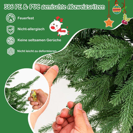 136 cm Künstlicher Weihnachtsbaum mit 180 LED-Leuchten