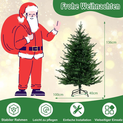 136 cm Künstlicher Weihnachtsbaum mit 180 LED-Leuchten
