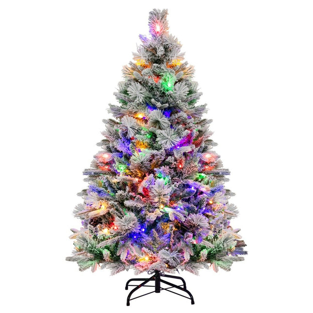 136 cm Künstlicher Weihnachtsbaum mit Schnee & 8 Leuchtmodi