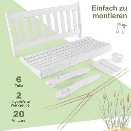 Balançoire suspendue de 137 cm de long en PEHD avec porte-gobelet caché et chaînes de sécurité réglables avec une capacité de charge de 320 kg