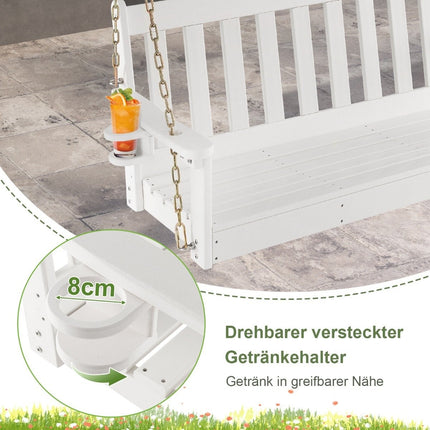 Balançoire suspendue de 137 cm de long en PEHD avec porte-gobelet caché et chaînes de sécurité réglables avec une capacité de charge de 320 kg