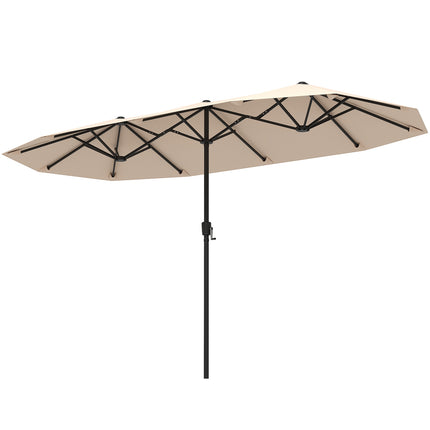 13-Fuß-Doppelseitiger Terrassenschirm, Kurbel, Beige