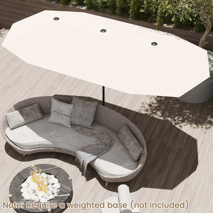 13-Fuß-Doppelseitiger Terrassenschirm, Kurbel, Beige