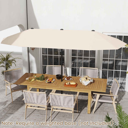 13-Fuß-Doppelseitiger Terrassenschirm, Kurbel, Beige