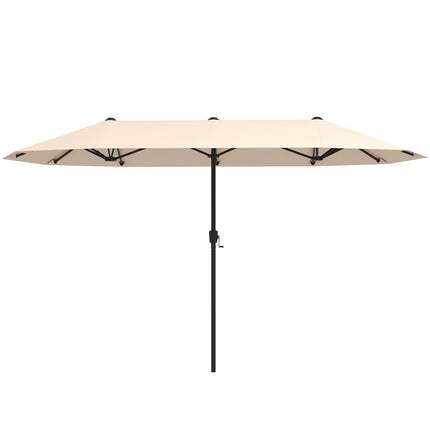 13-Fuß-Doppelseitiger Terrassenschirm, Kurbel, Beige