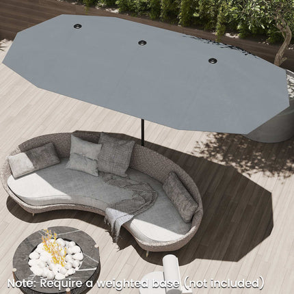 4 m doppelseitiger Terrassenschirm, Kurbelgriff, Grau