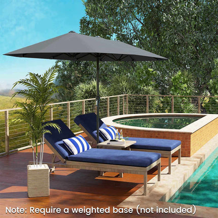 4 m doppelseitiger Terrassenschirm, Kurbelgriff, Grau