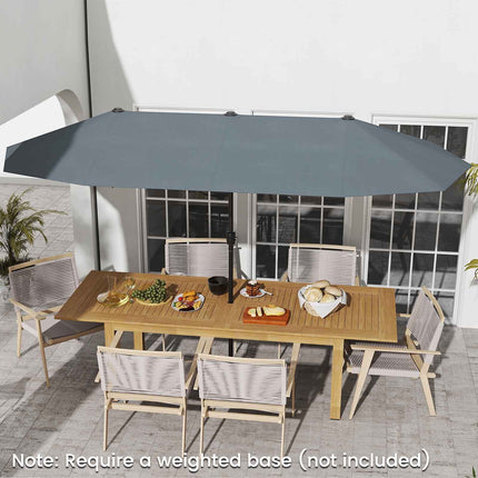 4 m doppelseitiger Terrassenschirm, Kurbelgriff, Grau