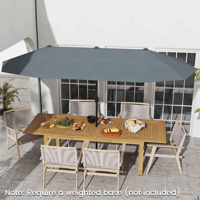 4 m doppelseitiger Terrassenschirm, Kurbelgriff, Grau