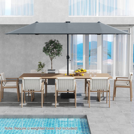 13 Fuß Doppel-Terrassenschirm – Solar-LED, Kurbel