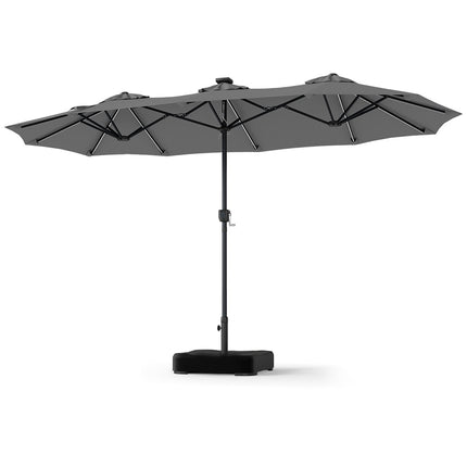 13 Ft Double-Sided Patio Umbrella with LED Lights & Base