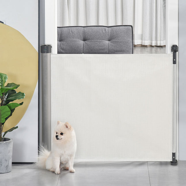 Ausziehbares Treppenschutzgitter 140 cm, aufrollbar, Einhandbedienung
