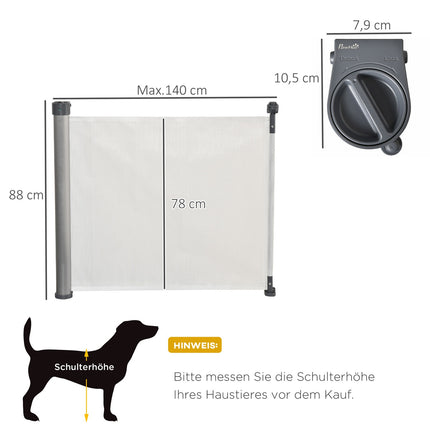 Ausziehbares Treppenschutzgitter 140 cm, aufrollbar, Einhandbedienung