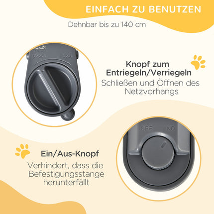 Ausziehbares Treppenschutzgitter 140 cm, aufrollbar, Einhandbedienung
